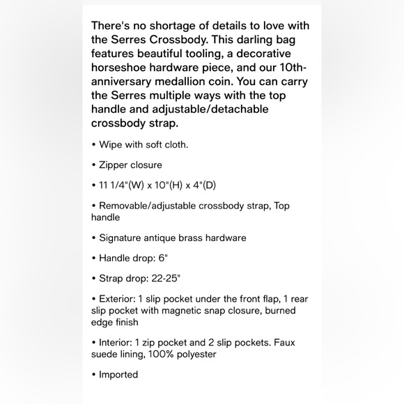 Patricia Nash Serres 10th Anniversary Top Handle/Crossbody Tolled Leather NWOT’s - Picture 3 of 9